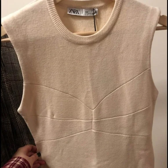 Zara Light Beige Midi Dress - Picture 2 of 2